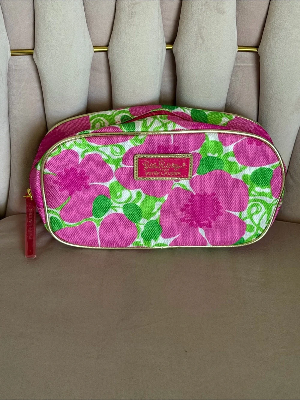 Lilly Pulitzer Floral Cosmetic Bag in Pink & Green